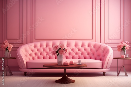 pink couch and chair