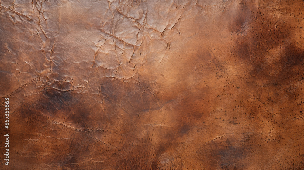 Naklejka premium Closeup of a distressed and aged kangaroo leather, with a rugged and wellworn surface that exudes character and history.