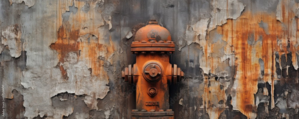 Closeup of a sy fire hydrant, its metal surface coated in layers of ...