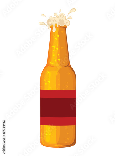 Isolated beer bottle with foam Vector illustration