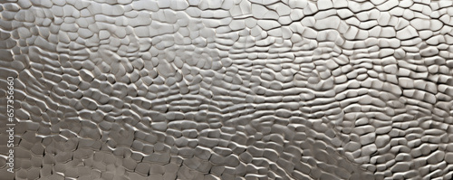 Closeup of a textured metal with a hammered pattern, creating a unique and intricate design with deep grooves and imprints.