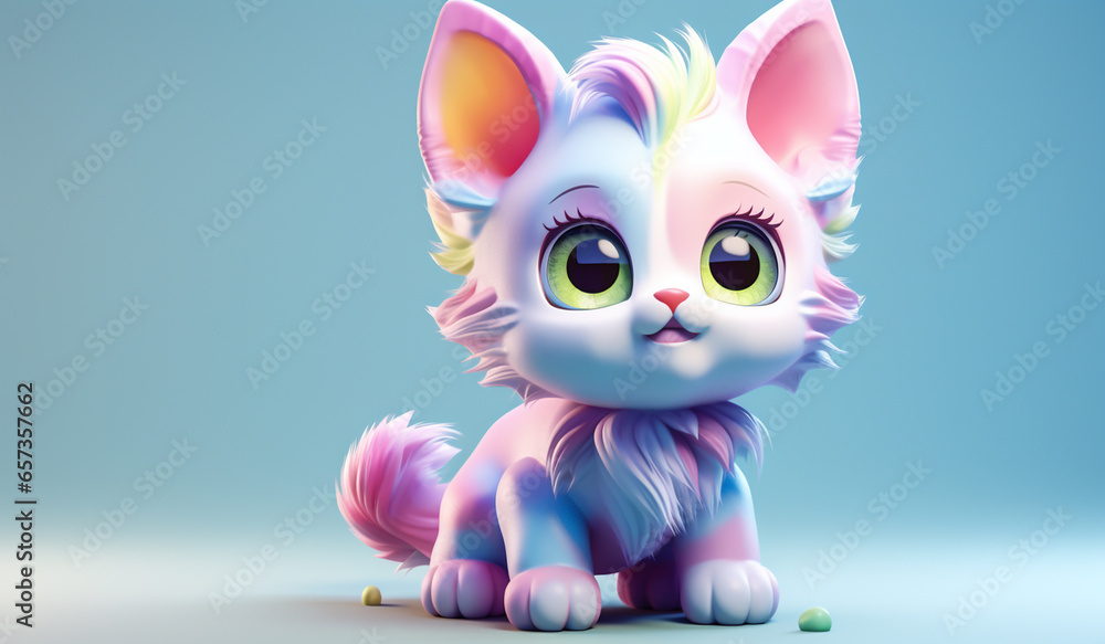 Toy cat in soft colors, plasticized material, educational for children to play. AI generated