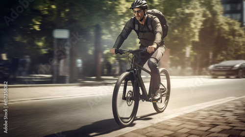 Urban Biker's Journey. Capturing the journey of an urban biker navigating city streets.