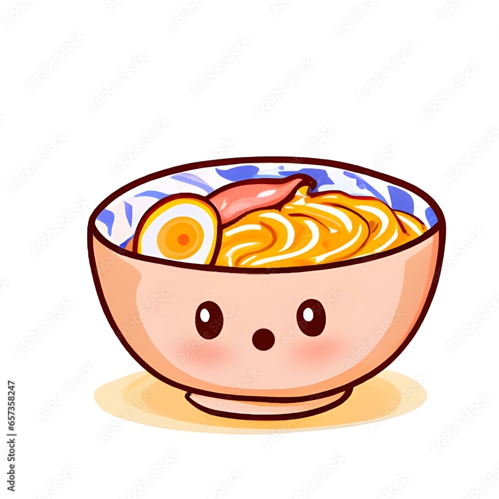 ภาพประกอบสต็อก cute kawaii ramen illustration, ramen bowl art, ramen ...