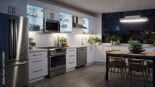 Green Kitchen Technology. Technology-driven kitchen with energy-efficient appliances