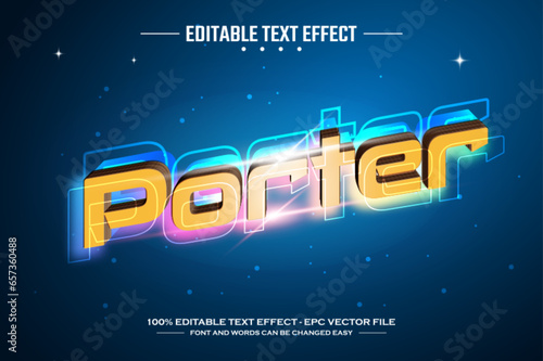 Porter 3D editable text effect template