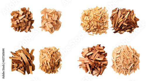 Tableau sur toile Cedar and Palo Santo Incense Wood Chips Isolated on Transparent Background, Clos