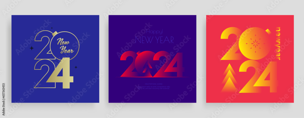 2022 Happy New Year posters set. Christmas card 2022 Happy New Year posters set. Christmas card