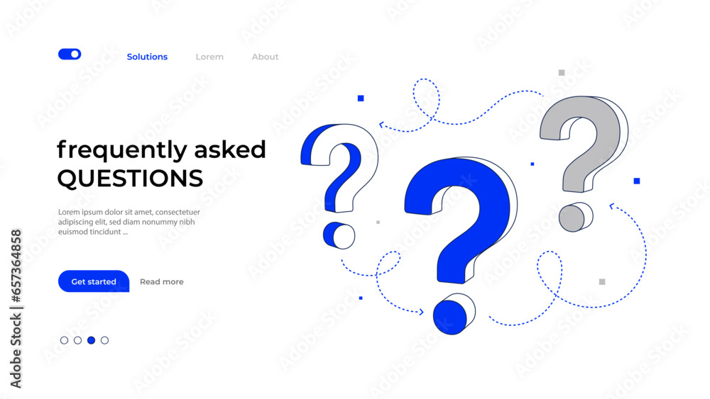 Frequently Asked Questions Concept. Flat Vector Illustration Exclamation and Question Marks. Online Support web page. - obrazy, fototapety, plakaty 