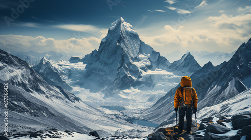 K2 Winter Mountain Climbing - Generative AI photo