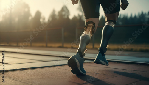 an athletic man with prosthetic legs