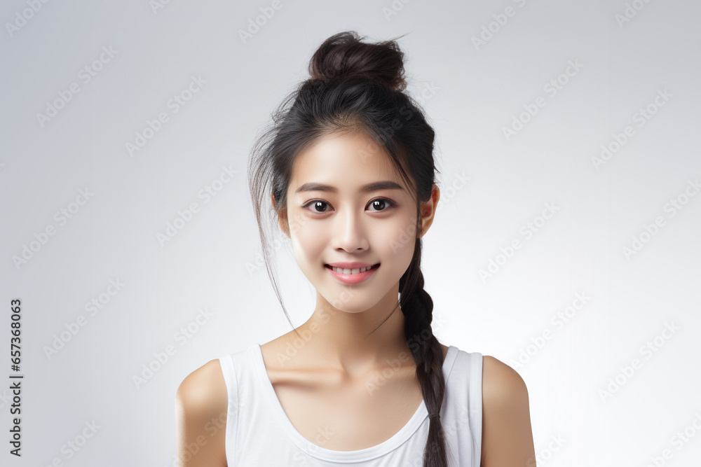 Portrait of a Asian woman standing and looking at the camera. Face of healthy woman, Lifestyle portrait photography. Portrait of a Asian woman standing and looking at the camera. Face of healthy woman, Lifestyle portrait photography.
