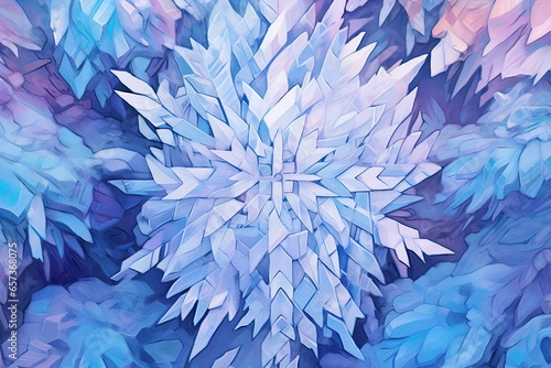 Abstract Ice Crystals: A Stunning Artwork with Sharp Geometric Patterns and a Cool, Icy Color Palette, generative AI