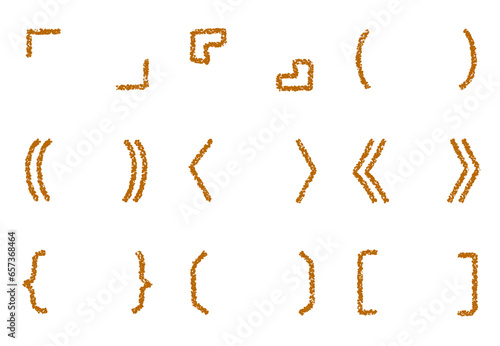 クレヨン素材　手描きの装飾パーツ　カッコセット