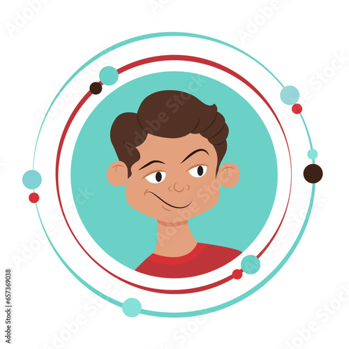 Smirking man cartoon character vector illustration graphic icon