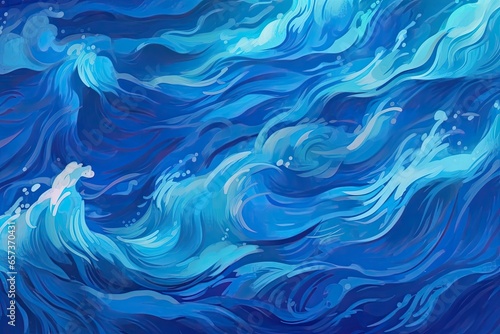 Blue Abstract Background: Tranquil Ocean Waves Rhythm - Soothing Depiction, generative AI