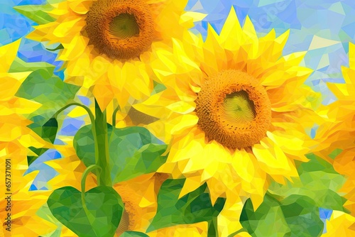 Yellow Abstract Background HD  Radiant Sunflower Field of Vibrant Energy under the Summer Sky  generative AI