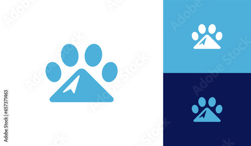 Dog paw mountain logo design