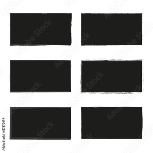black brush rectangles. Edge frame. Decorative border. Vector illustration.