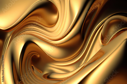 Gold wave liquid flowing metallic background photo