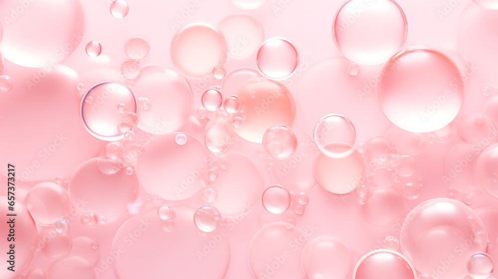 透明感のあるピンクの泡の背景