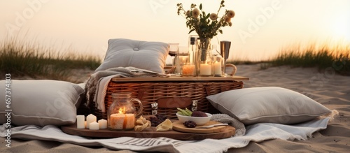 Contemporary picnic arrangement for a romantic proposal or date