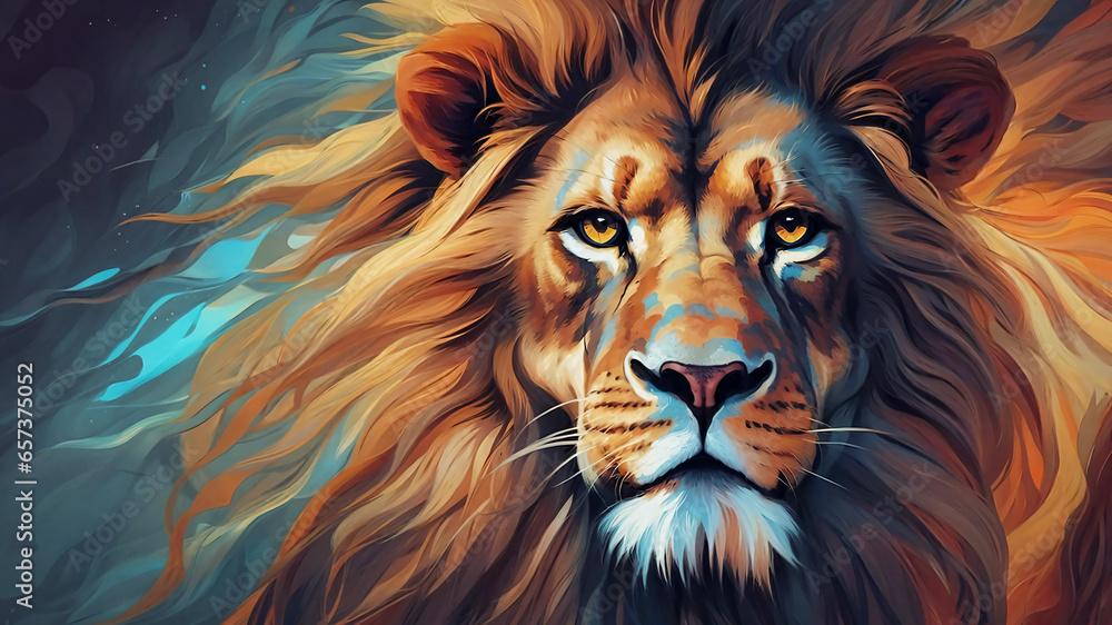 portrait of a lion, abstract art