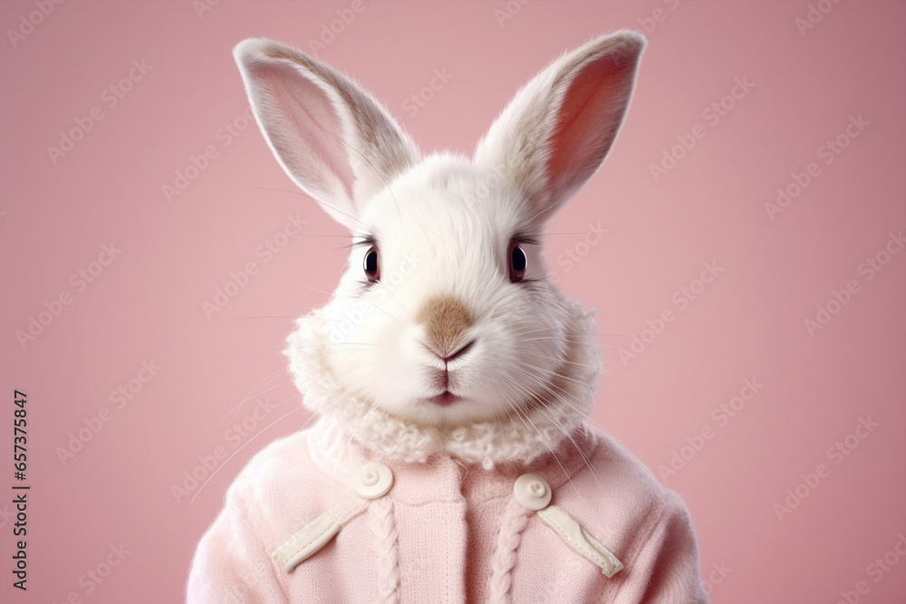 Obraz premium Cute fluffy pet easter white mammal rabbit bunny adorable animal