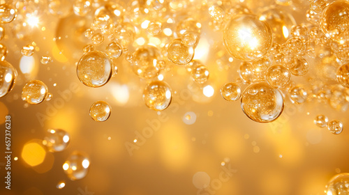 透明感のある金色の泡の背景 photo