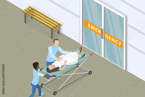 3D Isometric Flat Vector Conceptual Illustration of Urgent Giving Birth, Emergency photo