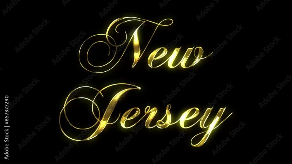 Gold metallic text revealed by disappearing and flickering stars for NEW JERSEY Gold metallic text revealed by disappearing and flickering stars for NEW JERSEY