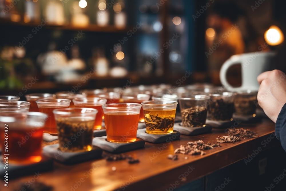 Tea testing concept background Tea testing concept background