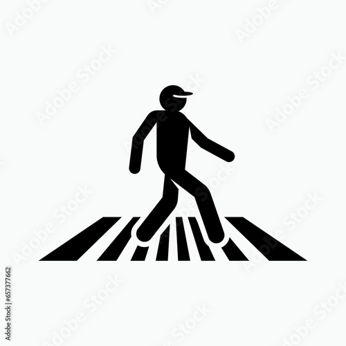 Man Cross Walk Icon. Trespassing People Illustration As A Simple Vector Sign.  Trendy Symbol for Design and Websites, Presentation or Apps Elements. 