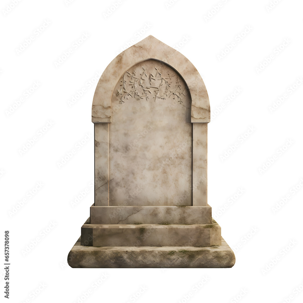 Muslim gravestone or tombstone isolated on transparent background, AI - obrazy, fototapety, plakaty 
