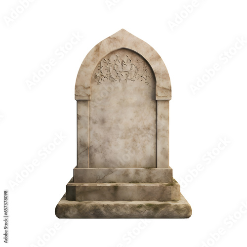 Fotótapéta Muslim gravestone or tombstone isolated on transparent background, AI