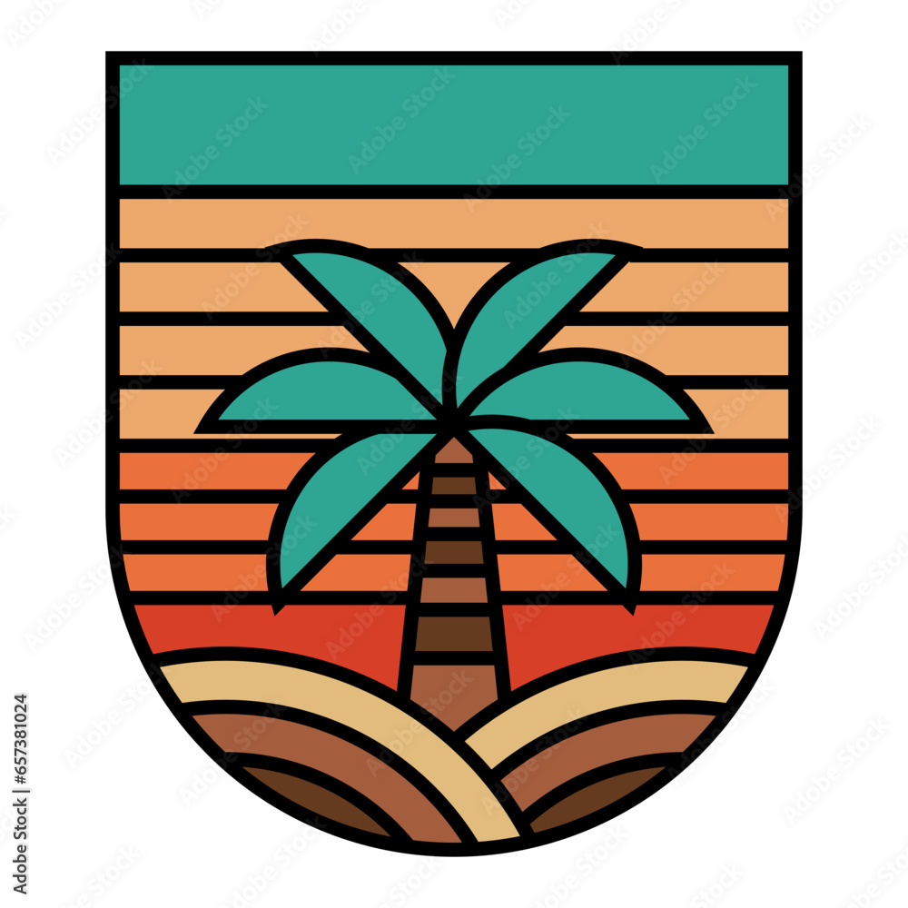 Palm Tree Badge Illustration