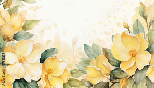 yellow flowers watercolor background