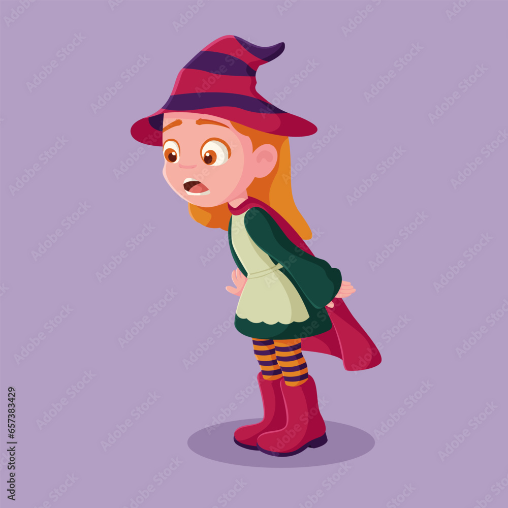Cartoon Witch With Surprised Expression Vector Illustration