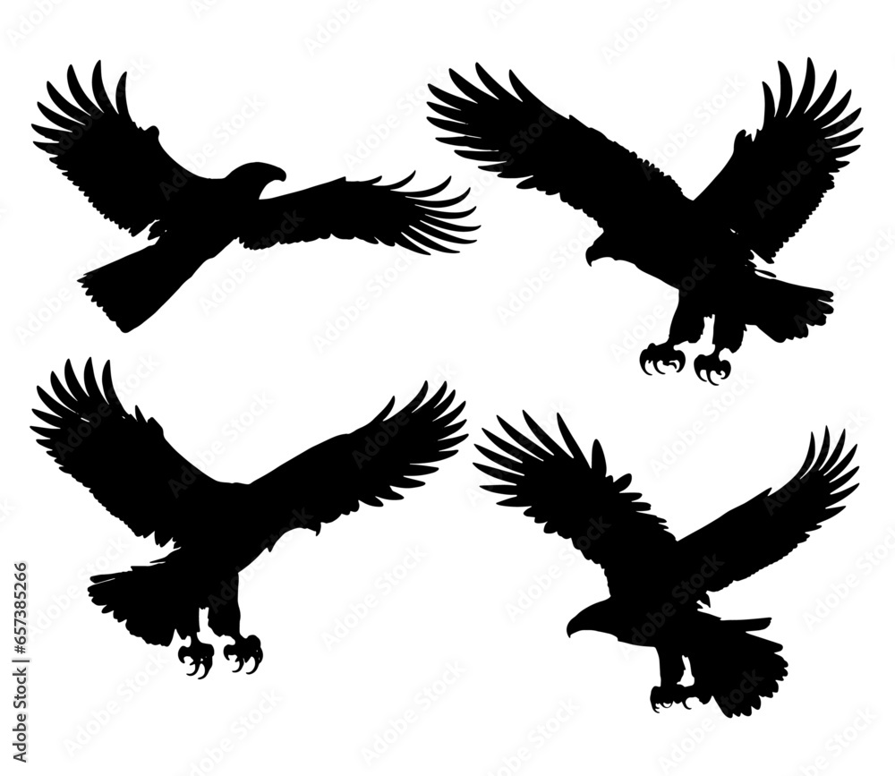 Naklejka premium a set of eagle silhouettes