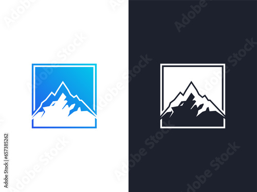 Abstract mountain concept wolf logo vector illustration  photo