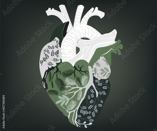 Healthy human heart anatomy vector illustration go green stay healthy human heart