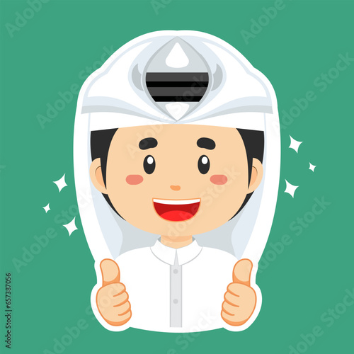 Happy Qatar Character Sticker