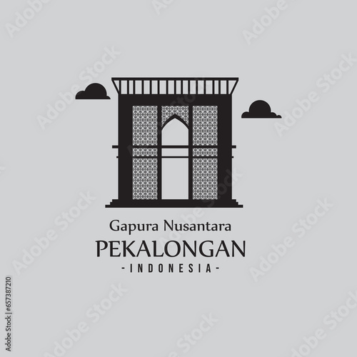 Gapura Nusantara is a landmark of Pekalongan City. Vector black white icon photo
