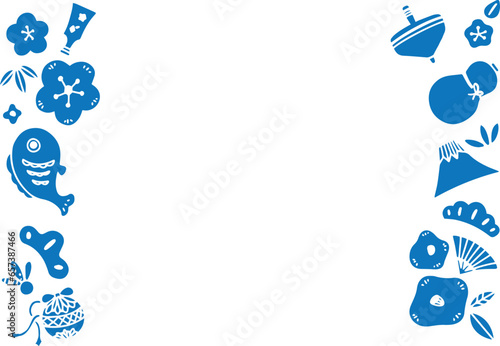 年賀モチーフの青いフレーム