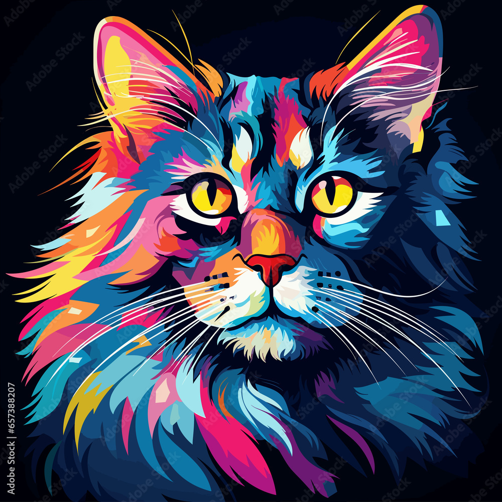 Fototapeta Stunning illustration of colorful popart animal with beautiful abstract color and shapes