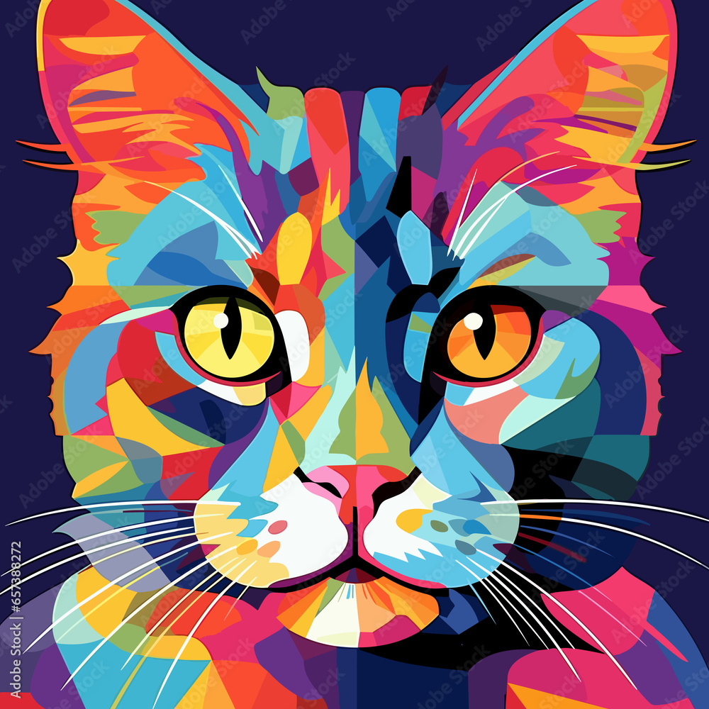 Naklejka premium Stunning illustration of colorful popart animal with beautiful abstract color and shapes