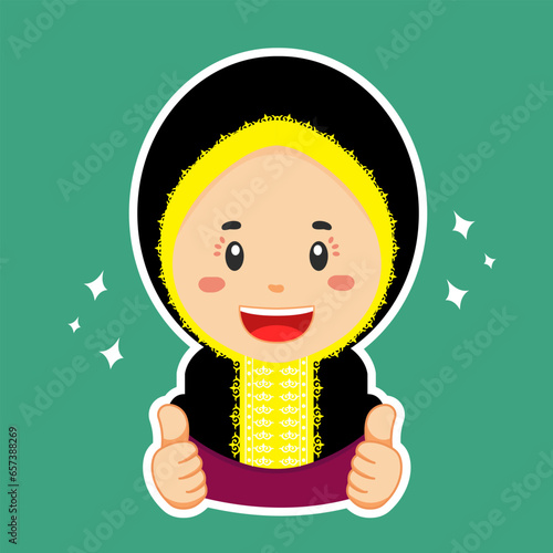 Happy Qatar Character Sticker