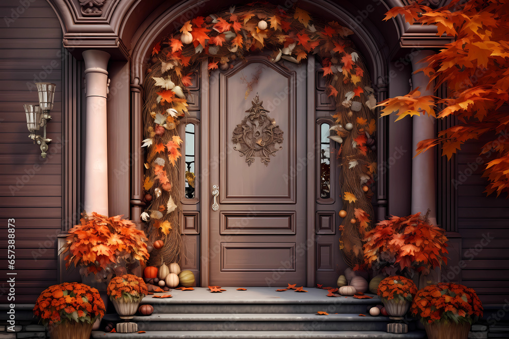 the door with fall foliage
