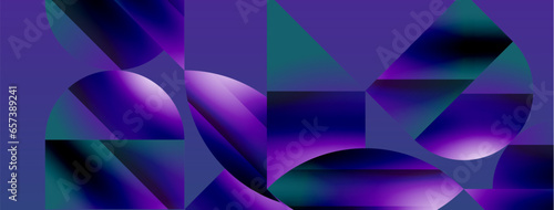 Serene gradient template. Circles and triangles mingle in minimalist perfection. Gentle fusion of forms and hues creates balanced yet captivating backdrop, embodying modern sophistication