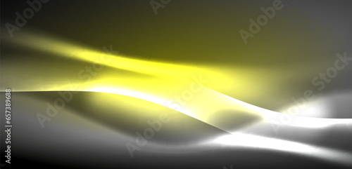 Neon-lit waves surge across background, mesmerizing dance of luminescence and motion. Dynamic backdrop captures essence of energy and modern aesthetics